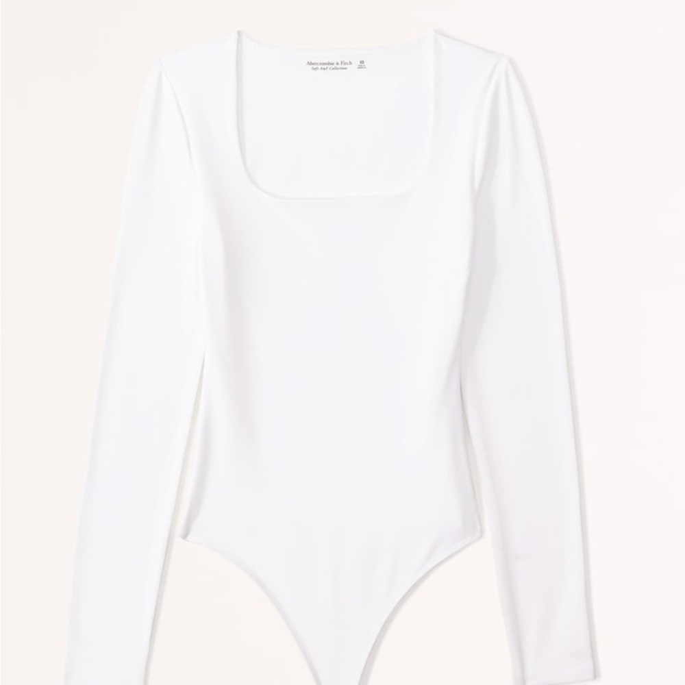 NWOT Abercrombie & Fitch Cream Long Sleeve Seamless Scoopneck Bodysuit size S